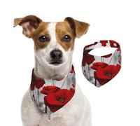 Imprimés de Fleurs de Pavot Rouge,Bandanas pour Chien, écharpe en Coton, Bavoirs réglables pour Animaux de Compagnie,M