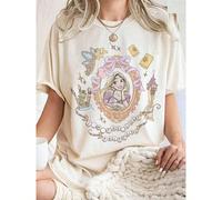 Imprimés mode Disney, T-shirt à double face imprimé avec le miroir magique du rêve de la princesse Raiponce, convient pour un port quotidien, facile à porter en été, micro-élastique, t-shirt décontrac