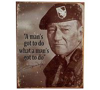 Imprints Plus Bundle Plaque en métal rétro avec vis pour accrocher dans votre maison, bar, garage ou restaurant 12.5" x 16" John Wayne Man's Gotta Do
