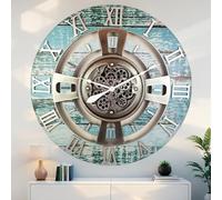 ImprovingLife The Gears Clock - Horloge murale avec mécanisme de mouvement réel, ligne anglaise (vert aigue-marine, 90 cm)