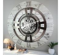 ImprovingLife The Gears Clock Horloge murale en mouvement Motif ligne anglaise Blanc 60 cm