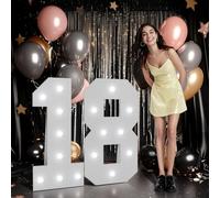 imprsv Chiffres lumineux pour 18e anniversaire : chapiteau de 0,9 m, grands chiffres pour décoration murale de fête, pour femmes et hommes, 18 ans, anniversaire, numéro 18