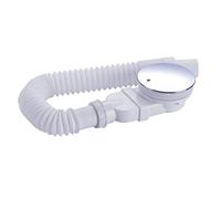 IMPTS Bonde de douche 90 mm, extra plat, trou de vidange pour bac de douche, siphon avec système anti-odeurs, tamis à cheveux, tuyau flexible, couvercle chromé