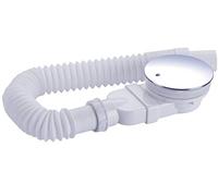 IMPTS Bonde de douche 90 mm, extra plate, trou d’écoulement pour bac de douche, siphon avec système anti-odeurs, tamis à cheveux, tuyau flexible