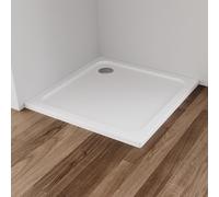 IMPTS Receveur de douche 90 x 90 x 4 cm - Carré - Extra plat - Rectangulaire - En acrylique - Blanc - Pour paroi de douche - Cabine de douche avec bonde