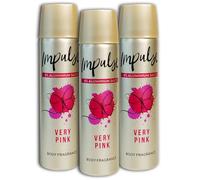 Impulse Lot de 3 déodorants en spray sans aluminium - Rose vif - 3 x 75 ml