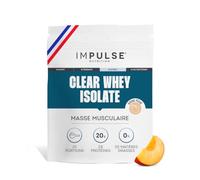Impulse Nutrition - Clear Whey Isolate Pêche - 20g Protéines/Portion - 500g | Récupération Musculaire - Digestion Légère - 80g Protéines/100g - Arôme Pêche Naturel - Fabriqué en France.