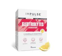 IMPULSE NUTRITION Électrolytes Poudre Citron - Sodium, Potassium, Magnésium, Calcium, Zinc - Hydratation, Énergie et Endurance - Anti-Crampes - Sans Édulcorants - Sport - 15 sachets