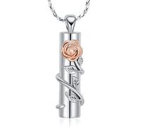 Imrsanl Bijoux de crémation - Collier urne cylindrique pour cendres - Souvenir de vos proches - Pendentif commémoratif pour homme et femme, Acier inoxydable, acier inoxydable