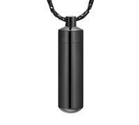 Imrsanl Collier avec pendentif urne cylindrique avec fiole en verre pour cendres, Acier inoxydable