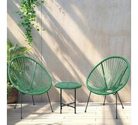 IMS Garden - Lot de 2 Fauteuils de Jardin en Cordage Résine - Vert - Structure Acier - 1 Table Basse - Naya