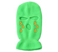 IMSMM Masque de ski 3 trous en laine tricoté chapeau d'hiver chaud extérieur cyclisme masque coupe-vent cagoule, Vert