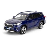 imtfzct Diecast Toyota Highlander 1/32 Voiture miniature avec fonction Pull Back, voitures avec sons et lumières, cadeau d'anniversaire d'enfant (bleu)