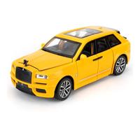 imtfzct Rolls-Royce Cullinan - Voiture de luxe à l'échelle 1/32 - Rétractable - Son et lumière réalistes - Jaune - Pour garçons et filles - À partir de 3 ans