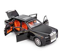 imtfzct Rolls Royce Phantom 1/18 Voiture miniature à roulettes en alliage moulé sous pression - Jouet classique à deux portes - Logo pliable - Cadeau (noir)