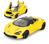imtfzct Voiture miniature McLaren 720S à l'échelle 1:24, avec fonction pullback, avec lumière et son, jouet à collectionner, cadeau pour enfants, jaune