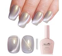 Imtiti Aurora Cat Eye Gel Polish, Pearl White Grey Holographic Glitter Magnetic UV Soak Off Gel Nail Polish (0.34 Fl Oz-997)