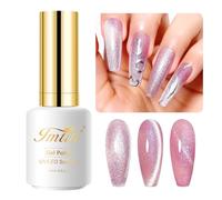 Imtiti Aurora Rose Cat Eye Gel Vernis à Ongles, 15ml Galaxy Rose Holographique Glitter Cat Eye MagnéTique Uv Trempé Gel Vernis à Ongles Avec Aimant Set