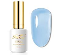 Imtiti Bleu Vernis Semi Permanent, 15ml French Semi Permanent Bleu Clair Naturel Cristal Gel Nail Polish Soak Off UV Led Vernis À Ongles Gels Semi-Permanents Transparent Gelée Cristal Manucure