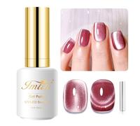 Imtiti Cat Eye Gel Nail Polish, Nude Pink Holographic Crystal Cat Eyes Glitter UV Soak Off Gel Nail Polish with Magnetic Stick for Nail Art 1Pcs 15ml