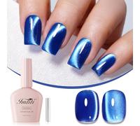 Imtiti Vernis à ongles en gel yeux de chat bleu, Moonlight Sea Blue Holographic Crystal Diamond Glitter Magnetic UV Soak Off Gel Nail Polish with Magnetic Stick (10ML-948)