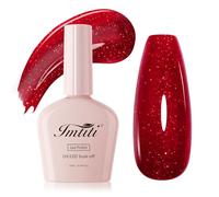 Imtiti Vernis a Ongles Gel 10ML Crimson Scintillant Soak Off UV LED Ru armin Sparkle Glitter Rouge Durable 28+ Jours Haute Brillance Qualite Salon Manucure Femmes Filles Cadeau 0.34 fl oz