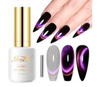 Imtiti Vernis à ongles gel UV Cat Eye, 15 ml Rose et Lilas Deux éclairs de paillettes Vernis à ongles UV avec effet yeux de chat Magnétique avec aimant UV LED Gel pour ongles brillant et scintillant