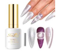Imtiti Vernis Semi Permanent Magnétique, 15ML Argent Holographique Pailleté Cat Eye Vernis Gel UV Avec Aimant Cateye Gel Nail Polish Cristal Glitter Galaxy Vernis À Ongles Gels Kit