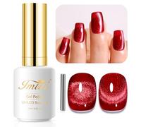Imtiti Vernis Semi Permanent Magnétique, 15ml Rouge Sang Cristal Pailleté Cat Eye Vernis Gel UV Avec Aimant Cateye Gel Nail Polish Holographique Glitter Galaxy