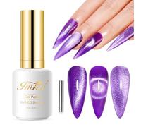Imtiti Vernis Semi Permanent Magnétique, 15ml Violet Pailleté Cat Eye Vernis Gel UV Avec Aimant Cateye Gel Nail Polish Holographique Glitter Galaxy UV Led Vernis À Ongles Gels Diy Nail Art Kit