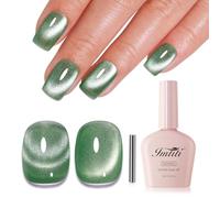 Imtiti Vernis Semi Permanent Magnétique, Vert Printemps Pailleté Cat Eye Vernis Gel UV Avec Aimant Gel Nail Polish Holographique Glitter Vernis À Ongles Gels Nail Art Kit 10ML