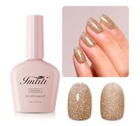 Imtiti Vernis Semi Permanent Pailleté, L'or Paillettes Vernis Gel UV Semi Permanent UV Led Soak Off Gel Nail Polish French Vernis À Ongles Gels Semi Permanents DIY Nail Kit 10ML