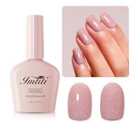 Imtiti Vernis Semi Permanent Pailleté, Paillettes irisées Nude Vernis Gel UV Semi Permanent UV Led Soak Off Gel Nail Polish French Vernis À Ongles Gels Semi Permanents DIY Nail Kit 10ML