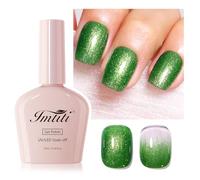 Imtiti Vernis Semi Permanent Vert Pailleté, 1Pcs Vernis à ongles en gel pailleté vert, vernis à ongles LED UV,manucure de départ pour le salon de manucure à domicile pour les femmes (10 ML)