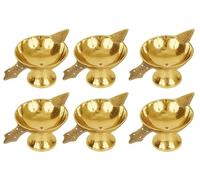 IMTRA FASHION Ensemble De 6 Lampes À Huile Indiennes Diya Avec Des Mèches en Coton Pour Pooja Aarti Akhand Jyoti Pour Décorations Diwali Cadeau