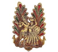 IMTRA FASHION Idole Indienne du Seigneur Radha Krishna avec Diya pour Pooja Statue Décorative De Paon