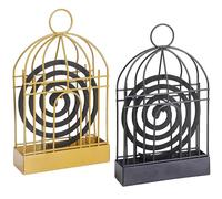 Imtrub 2 pièces Porte-Bobine, Support pour Spirales Anti-moustiques en Fer rétro, Porte Bobine, Porte Bobine Suspendu, Santal brûleur d'encens (Or et Noir)