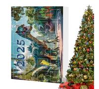 Imtrub Calendrier de compte à rebours - Calendrier de Noël 2025 | Ornement 2D en acrylique avec pendentif sur le thème de l'alphabet et des dinosaures, 24 boîtes décoratives pour garçons, hommes