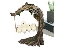 Imtrub Fantôme sur une balançoire d'arbre - Fantôme d'Halloween sur une balançoire d'arbre - Jolie figurine en résine effrayante pour décoration de bureau, cheminée, cour, cheminée hantée, porche