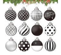 Imtrub Lot de 12 boules de Noël décoratives amusantes en bois 2D incassables pour sapin de Noël, décoration de boules décoratives pour fêtes et festivals