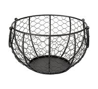 Imtrub Panier De Collecte D'œufs Rond en Fil Métallique Noir Rustique pour Œufs De Poule, Panier À Œufs Rond pour Cuisine, Panier Vintage Porte-Oeufs Cuisine, Récipient pour Cueillir Les Oeufs