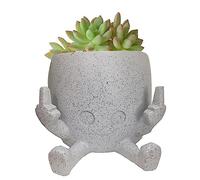 Imtrub Pots Fleurs en Forme Visage, la tête de Plant-ES succulentes, Pot de Fleurs, Pot de Fleurs en résine, Motif Doigt d'honneur
