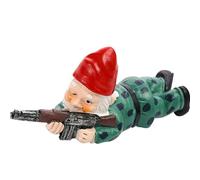 Imtrub Statue de Nains de Jardin Militaire avec Une Arme à feu,Amateurs d'armes à feu et Hommes de l'armée, décoration en résine pour intérieur et extérieur, pelouse, Patio, Cour, Jardin