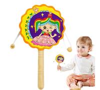 Imtrub Tambour Bébé, Tambourin En Bois Brut Non Peint, Jouet à Secouer Bébé Artisanal pour Éducation Précoce Peinture