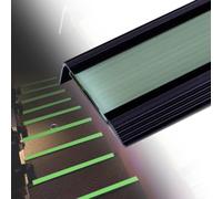 IMUNKT 100cm Nez De Marche avec Lumineuse, Protecteur De Bord D'escalier en Aluminium, Antidérapante Profilé D'escalier Intérieur Extérieur Facile À Coller(Black+Beige,W50mm)