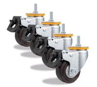 IMUNKT 100mm roulettes Pivotantes pour Meubles, M14/M16 Tige Filetée Roulette Charge Lourde, roulettes Transport en Caoutchouc, pour Chariot, Établis De Travail, Armoire (Lot De 4)(with Brake,M16*30)