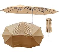 IMUNKT 12 Baleines Toile De Rechange pour Parasol Double, Auvent De Rechange Imperméable en Tissu, Housse De Parapluie pour Parasol De Jardin, Terrasse, Piscine(Khaki)