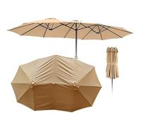 IMUNKT 12 Baleines Toile De Rechange pour Parasol Double, Auvent De Rechange Imperméable en Tissu, Housse De Parapluie pour Parasol De Jardin, Terrasse, Piscine(Khaki)