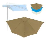 IMUNKT 5 Baleines 2.7 M Rechange Toile De Demi-Parasol, Auvent De Rechange pour Parasol Jardin Terrasse, Housse De Rechange(Khaki)