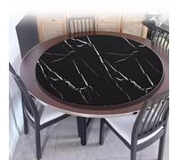 IMUNKT 80cm 90cm Plateau De Service Rotative pour Table À Manger, Plateau Tournant en Bois, Grand Lazy Susan Rond, Plateau D'affichage Rotatif 360°(Black Marble,80cm/32in)